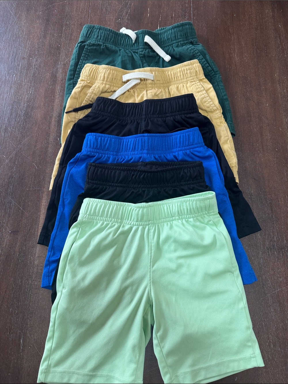 Old Navy Kids 6-Pack Active Shorts in Green, Yellow, Black, Blue, Light Green